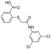 2-([2-[(3,5-DICHLOROPHENYL)AMINO]-2-OXOETHYL]THIO)BENZOIC ACID Struktur