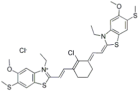 2-[(E)-2-(2-CHLORO-3-((E)-2-[3-ETHYL-5-METHOXY-6-(METHYLSULFANYL)-1,3-BENZOTHIAZOL-2(3H)-YLIDENE]ETHYLIDENE)-1-CYCLOHEXEN-1-YL)ETHENYL]-3-ETHYL-5-METHOXY-6-(METHYLSULFANYL)-1,3-BENZOTHIAZOL-3-IUM CHLORIDE Struktur