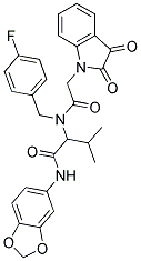 N-(BENZO[D][1,3]DIOXOL-5-YL)-2-(2-(2,3-DIOXOINDOLIN-1-YL)-N-(4-FLUOROBENZYL)ACETAMIDO)-3-METHYLBUTANAMIDE Struktur