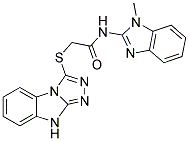 2-(9H-BENZO[4,5]IMIDAZO[2,1-C][1,2,4]TRIAZOL-3-YLSULFANYL)-N-(1-METHYL-1H-BENZOIMIDAZOL-2-YL)-ACETAMIDE Struktur