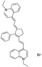 1-ETHYL-4-[(E)-2-(3-((E)-2-[1-ETHYL-4(1H)-QUINOLINYLIDENE]ETHYLIDENE)-2-PHENYL-1-CYCLOPENTEN-1-YL)ETHENYL]QUINOLINIUM BROMIDE Struktur