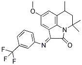 (1E)-8-METHOXY-4,4,6-TRIMETHYL-1-{[3-(TRIFLUOROMETHYL)PHENYL]IMINO}-5,6-DIHYDRO-4H-PYRROLO[3,2,1-IJ]QUINOLIN-2(1H)-ONE Struktur