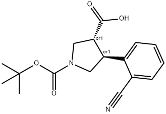 BOC-(TRANS)-4-(2-CYANO-PHENYL)-PYRROLIDINE-3-CARBOXYLIC ACID Struktur