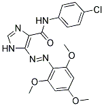 N-(4-CHLOROPHENYL)-5-[(E)-(2,4,6-TRIMETHOXYPHENYL)DIAZENYL]-1H-IMIDAZOLE-4-CARBOXAMIDE Struktur