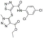 ETHYL 5-[(4-{[(2,4-DICHLOROPHENYL)AMINO]CARBONYL}-1,2,3-THIADIAZOL-5-YL)THIO]-1-METHYL-1H-1,2,3-TRIAZOLE-4-CARBOXYLATE Struktur