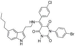 (E)-1-(4-BROMOPHENYL)-5-((2-(5-BUTYL-1H-INDOL-3-YL)ETHYLAMINO)(4-CHLOROPHENYL)METHYLENE)PYRIMIDINE-2,4,6(1H,3H,5H)-TRIONE Struktur