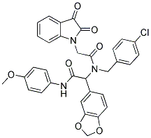 2-(BENZO[D][1,3]DIOXOL-5-YL)-2-(N-(4-CHLOROBENZYL)-2-(2,3-DIOXOINDOLIN-1-YL)ACETAMIDO)-N-(4-METHOXYPHENYL)ACETAMIDE Struktur