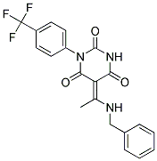 (5E)-5-[1-(BENZYLAMINO)ETHYLIDENE]-1-[4-(TRIFLUOROMETHYL)PHENYL]PYRIMIDINE-2,4,6(1H,3H,5H)-TRIONE Struktur