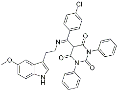 (E)-5-((4-CHLOROPHENYL)(2-(5-METHOXY-1H-INDOL-3-YL)ETHYLIMINO)METHYL)-1,3-DIPHENYLPYRIMIDINE-2,4,6(1H,3H,5H)-TRIONE Struktur