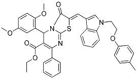 (Z)-ETHYL 5-(2,5-DIMETHOXYPHENYL)-3-OXO-7-PHENYL-2-((1-(2-(P-TOLYLOXY)ETHYL)-1H-INDOL-3-YL)METHYLENE)-3,5-DIHYDRO-2H-THIAZOLO[3,2-A]PYRIMIDINE-6-CARBOXYLATE Struktur