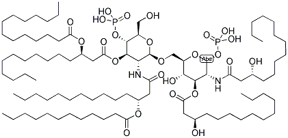 2-DEOXY-6-O-[2-DEOXY-2-[(R)-3-(DODECANOYLOXY)TETRADECANOYLAMINO]-3-O-[(R)-3-(TETRADECANOYLOXY)TETRADECANOYL]-BETA-D-GLUCOPYRANOSYL]-3-O-[(R)-3-HYDROXYTETRADECANOYL]-2-[(R)-3-HYDROXYTETRADECANOYLAMINO]-ALPHA-D-GLUCOPYRANOSE 1,4'-DIPHOSPHATE Struktur