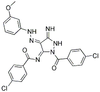 (E)-4-CHLORO-N-((E)-2-(4-CHLOROBENZOYL)-5-IMINO-4-(2-(3-METHOXYPHENYL)HYDRAZONO)PYRAZOLIDIN-3-YLIDENE)BENZAMIDE Struktur