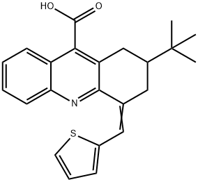 2-TERT-BUTYL-4-THIOPHEN-2-YLMETHYLENE-1,2,3,4-TETRAHYDRO-ACRIDINE-9-CARBOXYLIC ACID Struktur