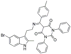 (E)-5-((2-(5-BROMO-2-METHYL-1H-INDOL-3-YL)ETHYLIMINO)(P-TOLYL)METHYL)-1,3-DIPHENYLPYRIMIDINE-2,4,6(1H,3H,5H)-TRIONE Struktur