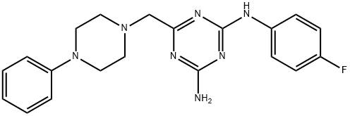 N-(4-FLUOROPHENYL)-6-[(4-PHENYLPIPERAZIN-1-YL)METHYL]-1,3,5-TRIAZINE-2,4-DIAMINE Struktur