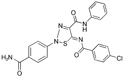 (5Z)-2-[4-(AMINOCARBONYL)PHENYL]-5-[(4-CHLOROBENZOYL)IMINO]-N-PHENYL-2,5-DIHYDRO-1,2,3-THIADIAZOLE-4-CARBOXAMIDE Struktur