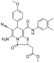 METHYL 2-(5-AMINO-6-CYANO-8-(3,4-DIMETHYLPHENYLCARBAMOYL)-7-(4-METHOXYPHENYL)-3-OXO-3,7-DIHYDRO-2H-THIAZOLO[3,2-A]PYRIDIN-2-YL)ACETATE Struktur