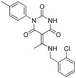 (5E)-5-{1-[(2-CHLOROBENZYL)AMINO]ETHYLIDENE}-1-(4-METHYLPHENYL)PYRIMIDINE-2,4,6(1H,3H,5H)-TRIONE Struktur