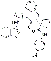 1-(N-BENZYL-2-((1R,3S)-2,2-DIMETHYL-3-(2-METHYL-1H-INDOL-3-YL)CYCLOPROPYL)ACETAMIDO)-N-(4-(DIMETHYLAMINO)PHENYL)CYCLOPENTANECARBOXAMIDE Struktur