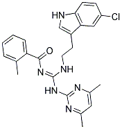 (E)-N-((2-(5-CHLORO-1H-INDOL-3-YL)ETHYLAMINO)(4,6-DIMETHYLPYRIMIDIN-2-YLAMINO)METHYLENE)-2-METHYLBENZAMIDE Struktur