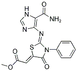 METHYL (2Z)-((2Z)-2-{[5-(AMINOCARBONYL)-1H-IMIDAZOL-4-YL]IMINO}-4-OXO-3-PHENYL-1,3-THIAZOLIDIN-5-YLIDENE)ACETATE Struktur