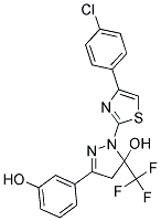 1-[4-(4-CHLOROPHENYL)-1,3-THIAZOL-2-YL]-3-(3-HYDROXYPHENYL)-5-(TRIFLUOROMETHYL)-4,5-DIHYDRO-1H-PYRAZOL-5-OL Struktur