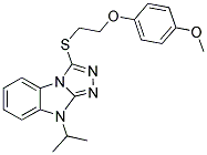 9-ISOPROPYL-3-[2-(4-METHOXY-PHENOXY)-ETHYLSULFANYL]-9H-BENZO[4,5]IMIDAZO[2,1-C][1,2,4]TRIAZOLE Struktur