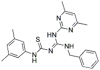 (Z)-1-((BENZYLAMINO)(4,6-DIMETHYLPYRIMIDIN-2-YLAMINO)METHYLENE)-3-(3,5-DIMETHYLPHENYL)THIOUREA Struktur