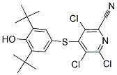 3,5,6-TRICHLORO-4-[(3,5-DI-TERT-BUTYL-4-HYDROXYPHENYL)THIO]PYRIDINE-2-CARBONITRILE Struktur