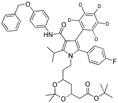 (6-(2-[3-(4-BENZYLOXY-PHENYLCARBAMOYL)-5-(4-FLUORO-PHENYL)-2-ISOPROPYL-4-PHENYL-D5-PYRROL-1-YL]-ETHYL)-2,2-DIMETHYL-[1,3]-DIOXANE-4-YL)-ACETIC ACID, TERT-BUTYL ESTER Struktur