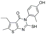 5-ETHYL-3-(4-HYDROXY-2-METHYL-PHENYL)-2-MERCAPTO-6-METHYL-3H-THIENO[2,3-D]PYRIMIDIN-4-ONE Struktur