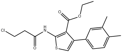 3-THIOPHENECARBOXYLIC ACID, 2-[(3-CHLORO-1-OXOPROPYL)AMINO]-4-(3,4-DIMETHYLPHENYL)-, ETHYL ESTER Struktur