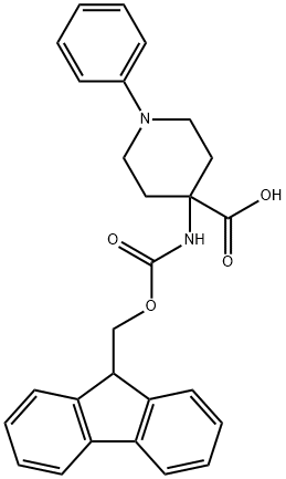 4-(((9H-FLUOREN-9-YL)METHOXY)CARBONYLAMINO)-1-PHENYLPIPERIDINE-4-CARBOXYLIC ACID Struktur