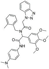 2-(2-(1H-BENZO[D][1,2,3]TRIAZOL-1-YL)-N-(2-METHYLBENZYL)ACETAMIDO)-N-(4-(DIMETHYLAMINO)PHENYL)-2-(3,4,5-TRIMETHOXYPHENYL)ACETAMIDE Struktur