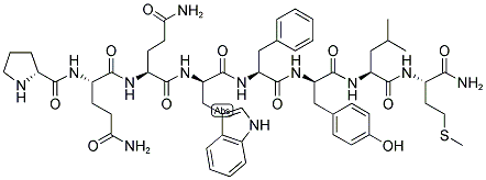 D-PRO-GLN-GLN-D-TRP-PHE-D-TYR-LEU-MET-NH2 Struktur