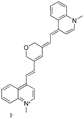 1-METHYL-4-((E)-2-[5-((Z)-2-[1-METHYL-4(1H)-QUINOLINYLIDENE]ETHYLIDENE)-2H-PYRAN-3(6H)-YL]ETHENYL)QUINOLINIUM IODIDE Struktur