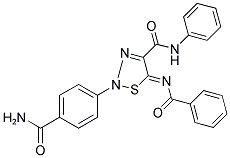 (5Z)-2-[4-(AMINOCARBONYL)PHENYL]-5-(BENZOYLIMINO)-N-PHENYL-2,5-DIHYDRO-1,2,3-THIADIAZOLE-4-CARBOXAMIDE Struktur