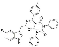 (E)-5-((2-(5-FLUORO-1H-INDOL-3-YL)ETHYLIMINO)(P-TOLYL)METHYL)-1,3-DIPHENYLPYRIMIDINE-2,4,6(1H,3H,5H)-TRIONE Struktur