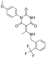 (5E)-1-(4-METHOXYPHENYL)-5-(1-{[2-(TRIFLUOROMETHYL)BENZYL]AMINO}ETHYLIDENE)PYRIMIDINE-2,4,6(1H,3H,5H)-TRIONE Struktur