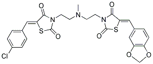 (Z)-5-(BENZO[D][1,3]DIOXOL-5-YLMETHYLENE)-3-(2-((2-((Z)-5-(4-CHLOROBENZYLIDENE)-2,4-DIOXOTHIAZOLIDIN-3-YL)ETHYL)(METHYL)AMINO)ETHYL)THIAZOLIDINE-2,4-DIONE Struktur