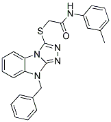 2-(9-BENZYL-9H-BENZO[4,5]IMIDAZO[2,1-C][1,2,4]TRIAZOL-3-YLSULFANYL)-N-M-TOLYL-ACETAMIDE Struktur