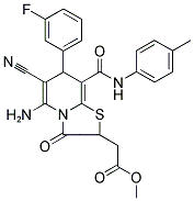 METHYL 2-[5-AMINO-6-CYANO-7-(3-FLUOROPHENYL)-3-OXO-8-(4-TOLUIDINOCARBONYL)-2,3-DIHYDRO-7H-[1,3]THIAZOLO[3,2-A]PYRIDIN-2-YL]ACETATE Struktur