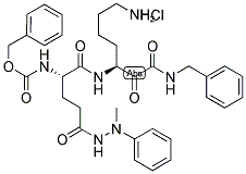 (2S)-N-[(1S)-1-(4-AMINOBUTYL)-2-OXO-2-(N-BENZYLCARBAMOYL)ETHYL]-N'-(N-METHYLPHENYLAMINO)-2-[(BENZYLOXYCARBONYL)AMINO]PENTANE-1,5-DIAMIDE HYDROCHLORIDE Struktur