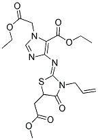 ETHYL 4-{[3-ALLYL-5-(2-METHOXY-2-OXOETHYL)-4-OXO-1,3-THIAZOLIDIN-2-YLIDENE]AMINO}-1-(2-ETHOXY-2-OXOETHYL)-1H-IMIDAZOLE-5-CARBOXYLATE Struktur