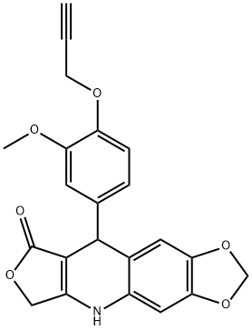 9-[3-METHOXY-4-(2-PROPYNYLOXY)PHENYL]-6,9-DIHYDRO[1,3]DIOXOLO[4,5-G]FURO[3,4-B]QUINOLIN-8(5H)-ONE Struktur