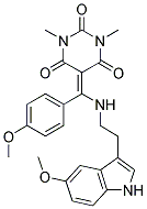 5-[{[2-(5-METHOXY-1H-INDOL-3-YL)ETHYL]AMINO}(4-METHOXYPHENYL)METHYLENE]-1,3-DIMETHYL-2,4,6(1H,3H,5H)-PYRIMIDINETRIONE Struktur