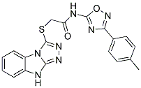 2-(9H-BENZO[4,5]IMIDAZO[2,1-C][1,2,4]TRIAZOL-3-YLSULFANYL)-N-(3-P-TOLYL-[1,2,4]OXADIAZOL-5-YL)-ACETAMIDE Struktur