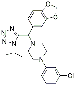 1-(BENZO[D][1,3]DIOXOL-5-YL(1-TERT-BUTYL-1H-TETRAZOL-5-YL)METHYL)-4-(3-CHLOROPHENYL)PIPERAZINE Struktur