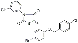 (5Z)-5-{5-BROMO-2-[(4-CHLOROBENZYL)OXY]BENZYLIDENE}-3-(3-CHLOROPHENYL)-1,3-THIAZOLIDINE-2,4-DIONE Struktur