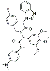 2-(2-(1H-BENZO[D][1,2,3]TRIAZOL-1-YL)-N-(4-FLUOROBENZYL)ACETAMIDO)-N-(4-(DIMETHYLAMINO)PHENYL)-2-(3,4,5-TRIMETHOXYPHENYL)ACETAMIDE Struktur